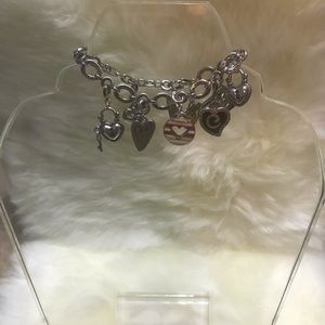 Brighton Silver 9 Hearts Charm Bracelet